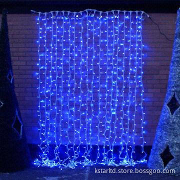 2 x 3m Christmas Curtain Light with 600 Blue LED Per Set, Rubber or PVC Cable, Outdoor Use